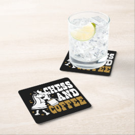 Süße Schach- und Kaffee-Schachliebhaber-Ritter-Kun Rechteckiger Pappuntersetzer
