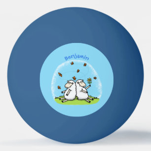Süße Schaf-Freunde und Schmetterlinge Cartoon Tischtennisball