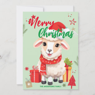 Süße Schaf RAM Weihnachtsmann Weihnachten Feiertag