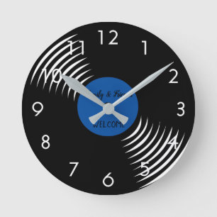 Süße Schallplatte Willkommen Runde Wanduhr