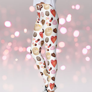 Süße Schicke Farbige Schokoladen-Herz-Muster Leggings