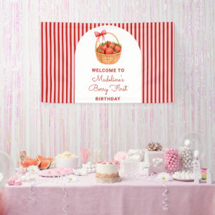 Süße, schicke, gestreifte Beeren-Erstgeburtstags-W Banner