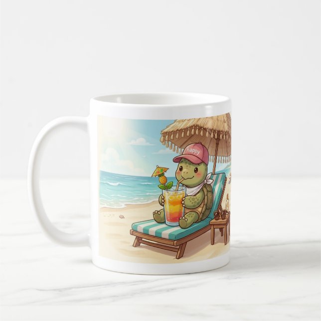 Süße Schildkröte am Strand Kaffeetasse (Links)