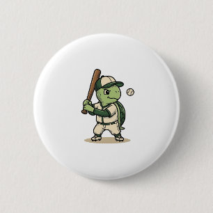 Süße Schildkröte Baseball-Schläger Vintage-Vektor- Button