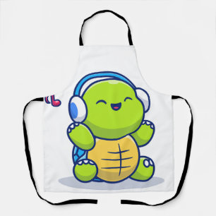 Süße Schildkröte hört Musik mit Kopfhörer Schürze