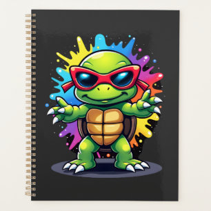 Süße Schildkröte mit Sonnenbrille, Farbspritzer, M Planer
