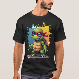 Süße Schildkröte mit Sonnenbrille, Farbspritzer, M T-Shirt