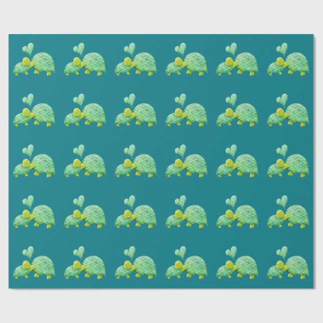 Süße Schildkröte umarmt Mama und Baby Geschenkpapier (Flach)