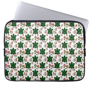 Süße Schildkröte und florales nahtloses Muster Laptopschutzhülle