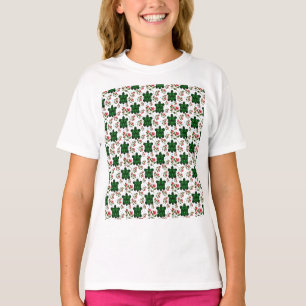Süße Schildkröte und florales nahtloses Muster T-Shirt