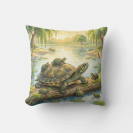 Süße Schildkröte und Schlüpflinge Fluss- und Seeti Kissen