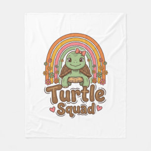 Süße Schildkröten-Mannschaft Regenbogen-Blumen-Vek Fleecedecke
