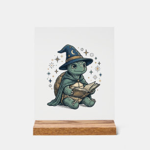 Süße Schildkröten-Zauberer lesen Zauberbuch Vektor Acrylschild