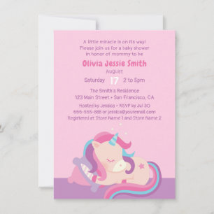 Süße schlafende Baby-Einhorn-Baby-Party Einladung