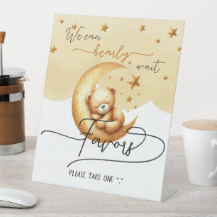 Süße schlafende Bär auf Mond-Baby-Party-Geschenken Sockelschild