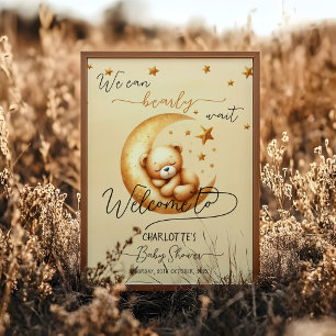 Süße schlafende Bärin auf dem Mond - Baby Shower W Poster