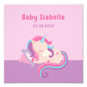 Süße schlafende Einhorn-Babymädchen-Nursery-Wandde Fotodruck