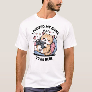 Süße schlafende Gamer-Katze Ich pausierte mein Spi T-Shirt