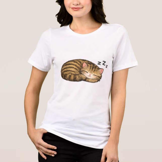 Süße schlafende getigerte Katze Tri-Blend Shirt (Vorderseite)