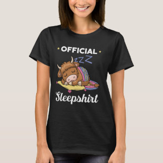 Süße Schlafende Highland-Kuh Offizielle Schlafshir T-Shirt