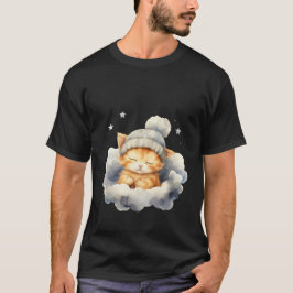 Süße schlafende Katze auf Wolken-Wintermütze Kunst T-Shirt