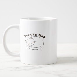 Süße schlafende Katze „Erst schlafen“ Linienkunst- Jumbo-Tasse