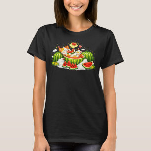 Süße schlafende Katze in Wassermelone T-Shirt