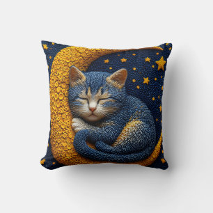 🌙 Süße schlafende Katze Mond Dekoration für Katze Kissen