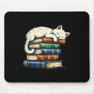 Süße schlafende Katze und Bücher lustig gemütlich Mousepad