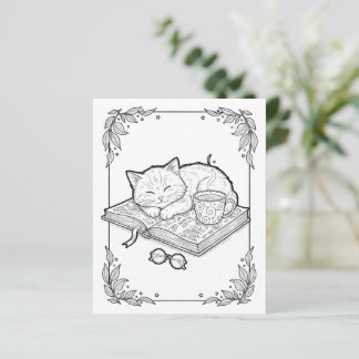 Süße schlafende Katze zum Ausmalen