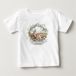 Süße schlafende Reh Frühling Baby T-shirt