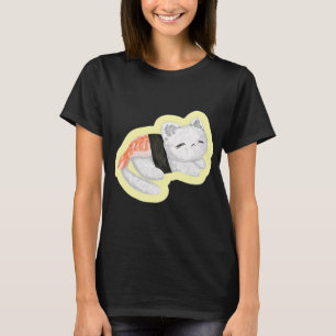 süße schlafende Sushi-Reis-Katze, eingewickelt mit T-Shirt