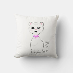 Süße schlau weiße Katze Cartoon Kissen