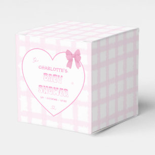 Süße Schleife Pastellrosa Gingham-Baby-Party Geschenkschachtel