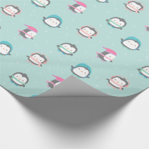 Süße Schlittschuh laufende Pinguine Weihnachtsmust Geschenkpapier