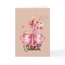 Süße Schlückchen & Herzen Grußkarte zum Valentinst