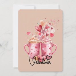 Süße Schlückchen & Herzen Rosa Tassen Valentinstag Feiertagskarte
