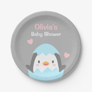 Süße schlüpfende Pinguin-Baby-Shower-Partyartikel Pappteller