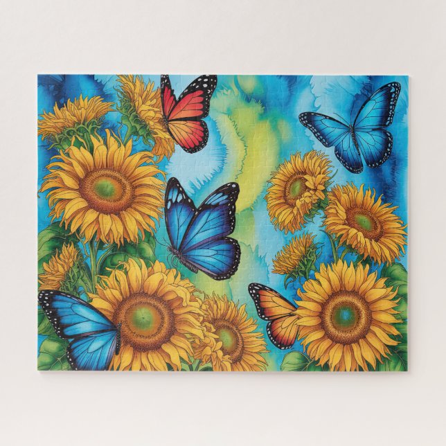 Süße Schmetterlinge mit Sonnenblumen (Horizontal)
