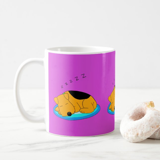 Süße schnarchende Welpen-HundeTasse Kaffeetasse (Mit Donut)