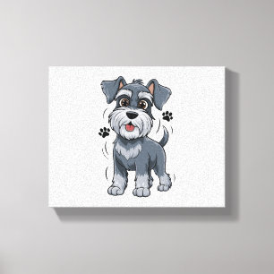 Süße Schnauzer-Welpen-Illustration mit großen Auge Leinwanddruck