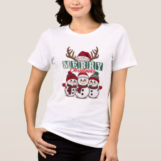 Süße Schneemann-Familie Frohe Weihnachten Winter Tri-Blend Shirt