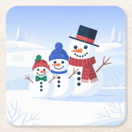 Süße Schneemann-Familie Untersetzer-Set Rechteckiger Pappuntersetzer