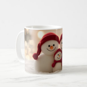 Süße Schneemann-Familie Winter Weihnachten Kaffeetasse