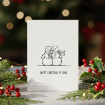 Süße Schneemann-Kuss-Weihnachtskarte für Paare
