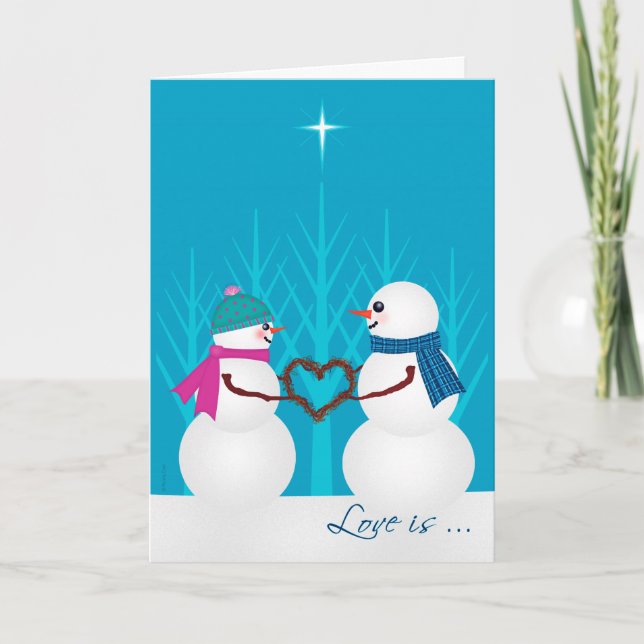Süße Schneemann-Paar-erstes Weihnachten zusammen (Vorderseite)