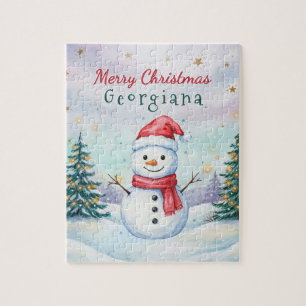 Süße Schneemann-Weihnachten personalisiert Name
