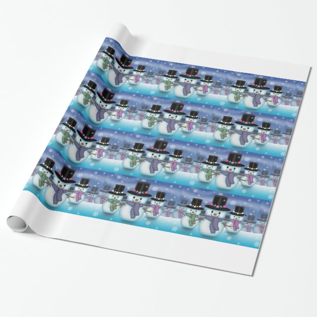 Süße Schneemänner Geschenkpapier (Ungerollt)