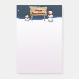 Süße Schneemänner wünschen Frohe Weihnachten Post-it Klebezettel