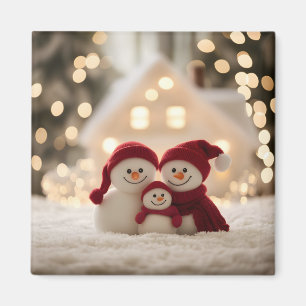 Süße Schneemannfamilie Winter Weihnachten Magnet